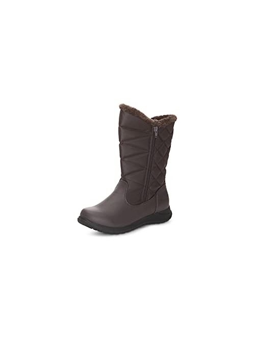 Khombu Women's Carly Winter Boots Warm Faux Fur-Lined Tall Mid-Calf Height with Dual Zippers