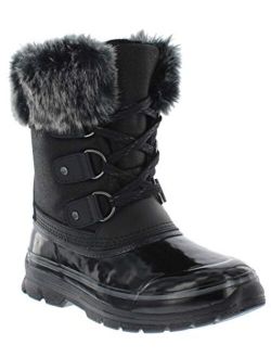 Reagan Women's Snow Boots | Waterproof Mid Calf Boots, Rubber Traction, Faux Fur Collar, D-Ring Closure for Laces