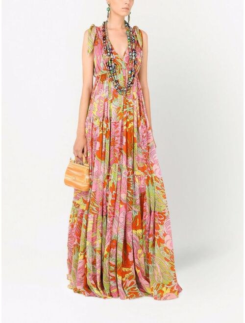 Dolce & Gabbana '60s-print long chiffon dress