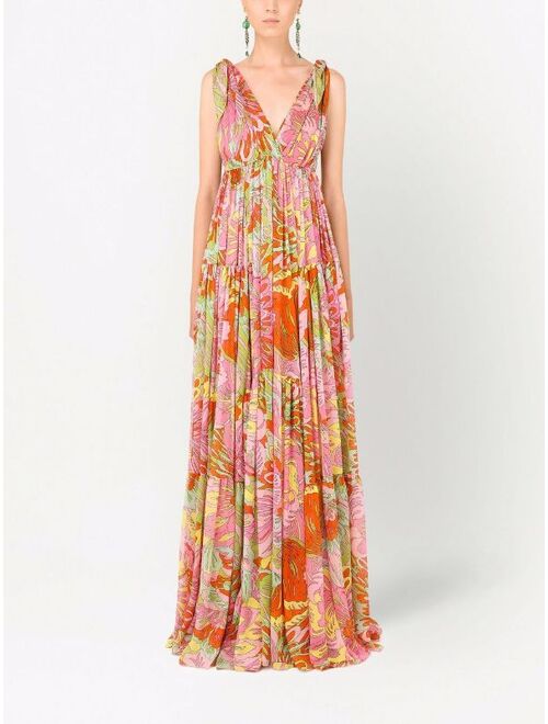 Dolce & Gabbana '60s-print long chiffon dress