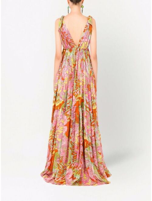 Dolce & Gabbana '60s-print long chiffon dress