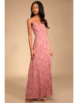 Cue the Romance Pastel Pink Floral Burnout Maxi Dress