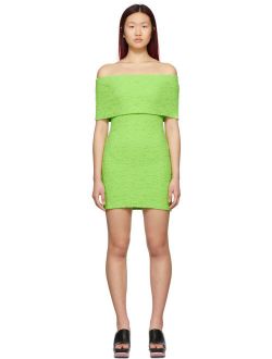 Green Crinkle Embossed Strapless Dress