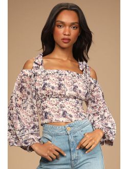 Blooming Brilliantly Cream Floral Print Long Sleeve Top