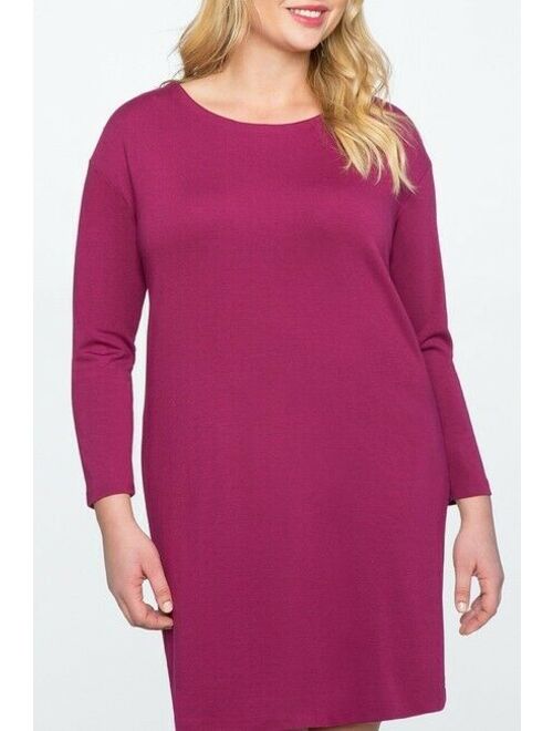 ELOQUII Elements Eloquii Knotted Back Easy Long Sleeve Dress Colorpurple Potion Plus Size 14 / 16