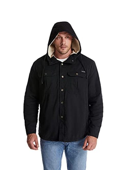 Mr.Stream Men's Thermal Coat Heavyweight Sherpa Lined Fleece Hooded Washed Cotton Shirt Jacket