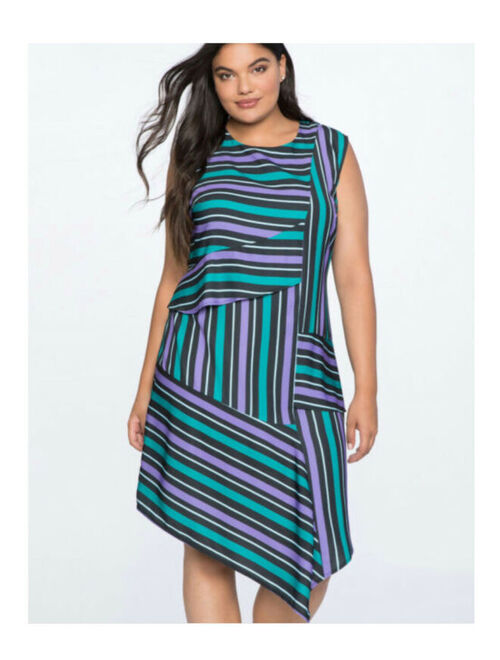 ELOQUII Elements NWT ELOQUII Opposing Stripes Sleeveless Draped Asymmetrical Tiered Dress Size 20