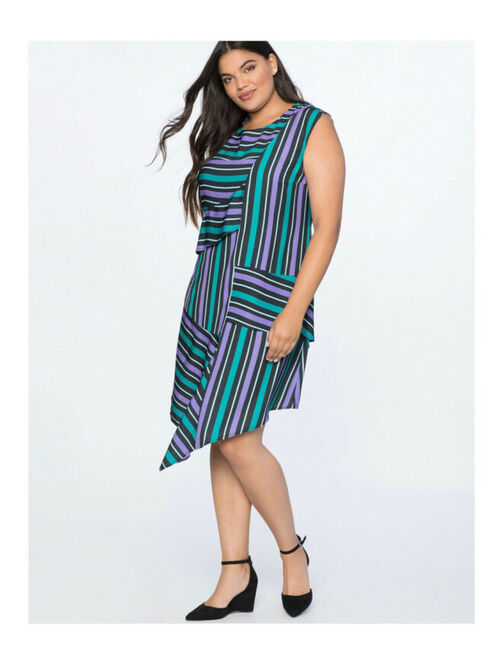 ELOQUII Elements NWT ELOQUII Opposing Stripes Sleeveless Draped Asymmetrical Tiered Dress Size 20