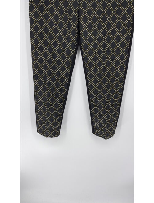 ELOQUII Elements Eloquii Womens Kady Fit Dress Pants Black Gold Brocade Embroidered Straigt Sz 14