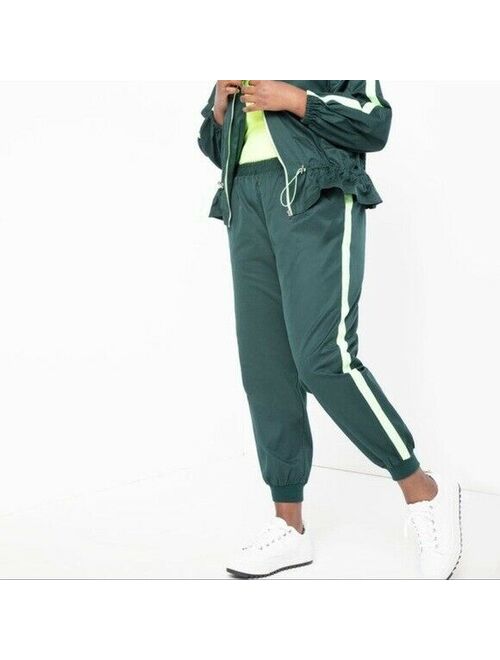 ELOQUII Elements ELOQUII Jogger with Side Stripe Plus Size 20 Green