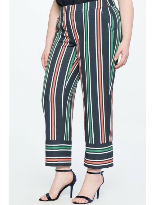 ELOQUII Elements Eloquii NWT Women's Opposing Stripe Navy/Red/Green Crop Pants, Size 14