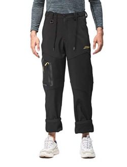 Men's Sweatpants Fishing Camping Outdoor Hiking Fleece Pants with Internal Drawcord