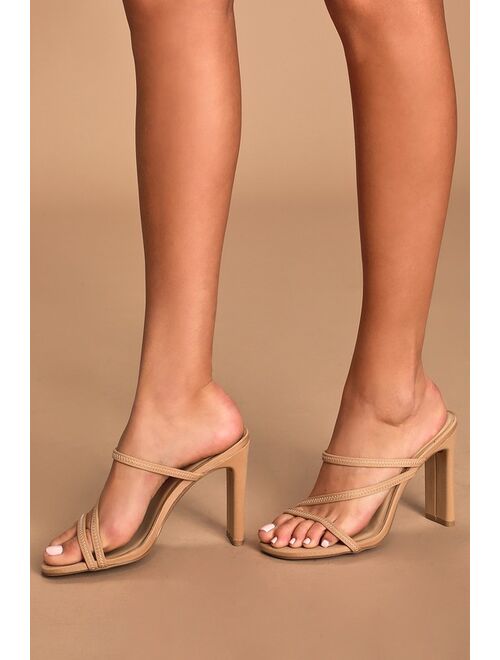 Lulus Ferrara Clear and Light Nude High Heel Sandals