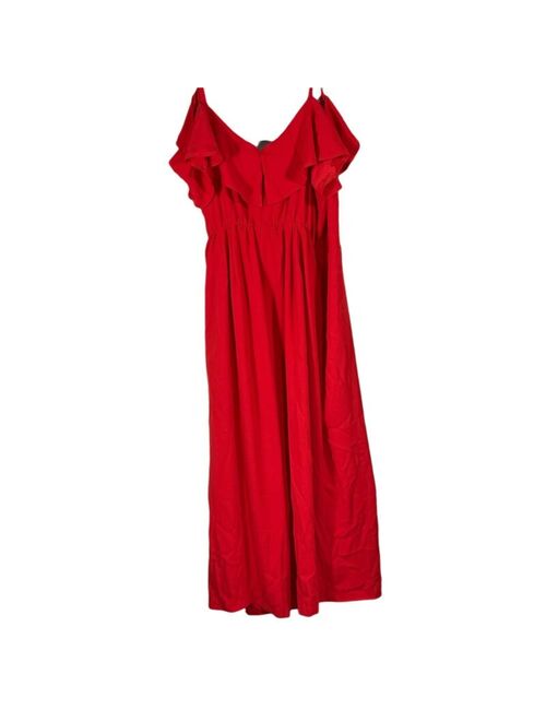 ELOQUII Elements NWT Eloquii Red Cold Shoulder Wide Leg Ruffle Wrap Jumper Pantsuit Size 22