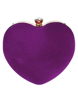 Goclothod Women Heart Shape Clutch Purse Velvet Shoulder Bag Evening Handbags