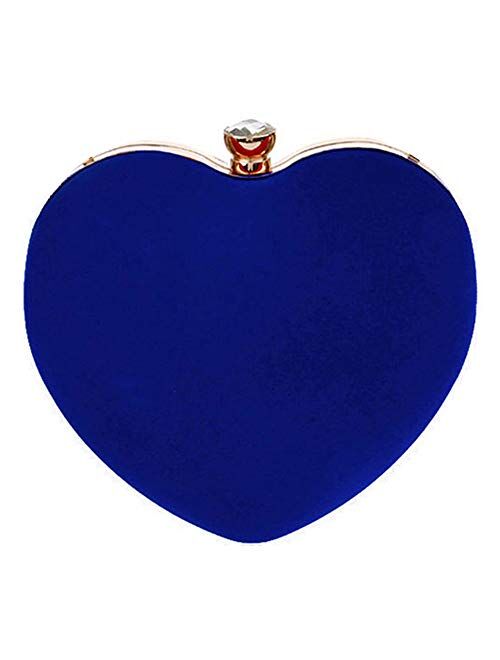 Goclothod Women Heart Shape Clutch Purse Velvet Shoulder Bag Evening Handbags