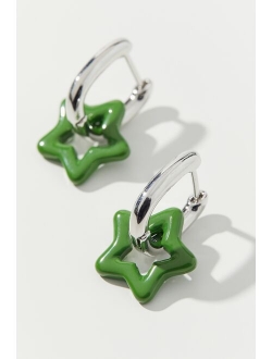 Enamel Star Charm Hoop Earring