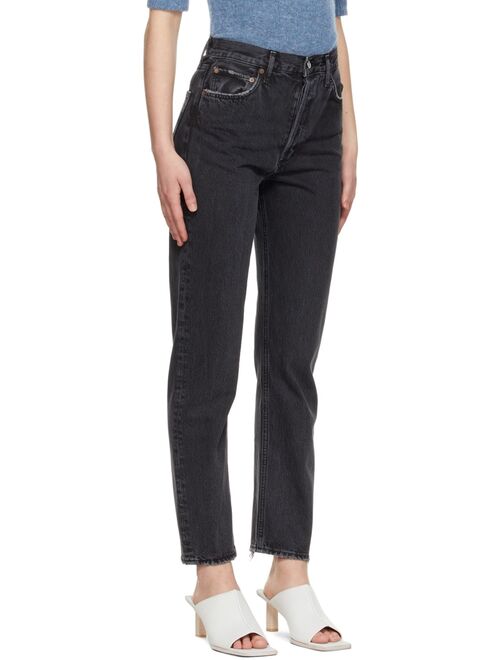 AGOLDE Black 90's Pinch Waist High-Rise Straight Jeans