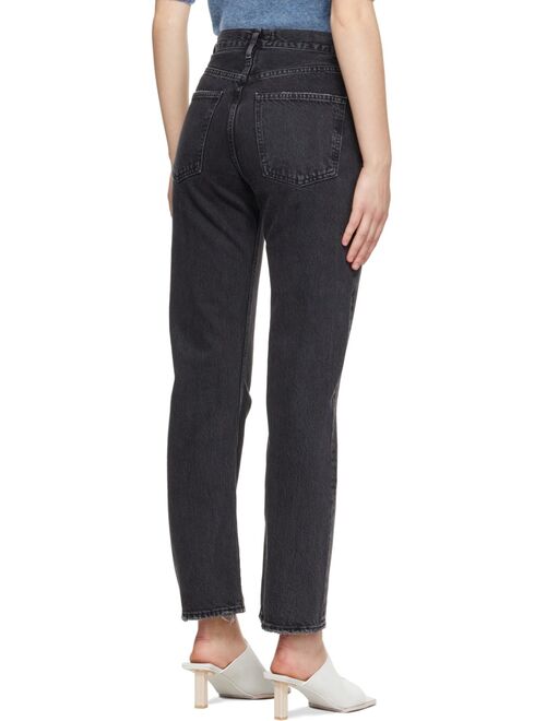 AGOLDE Black 90's Pinch Waist High-Rise Straight Jeans