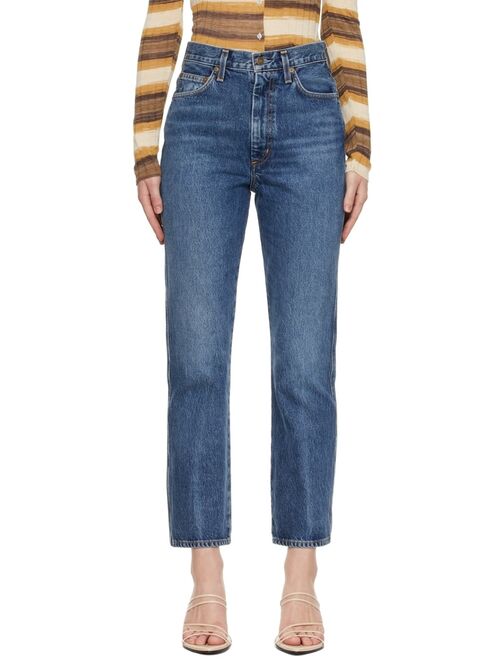 AGOLDE Blue Pinch Waist High-Rise Kick Jeans