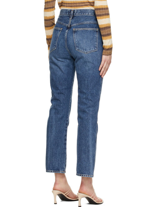 AGOLDE Blue Pinch Waist High-Rise Kick Jeans