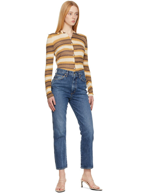 AGOLDE Blue Pinch Waist High-Rise Kick Jeans