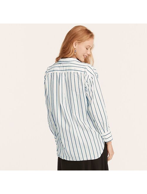 J.Crew Relaxed-fit washed cotton poplin shirt in navy stripe