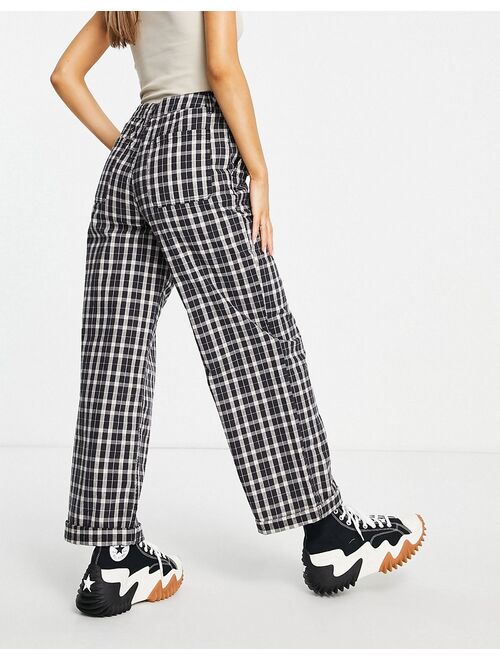 ASOS DESIGN boyfriend utility pant in mono check