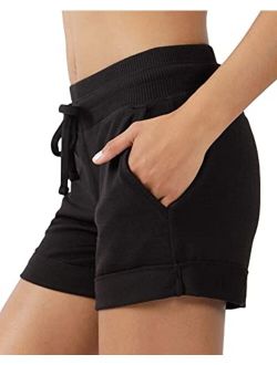Soft Comfy Activewear Lounge Shorts with Pockets and Drawstring for Women