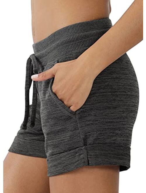 90 Degree By Reflex Soft Comfy Activewear Lounge Shorts with Pockets and Drawstring for Women