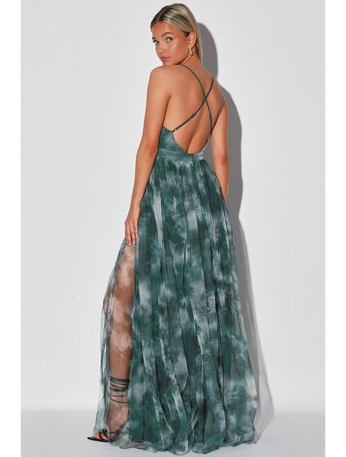 Buy Lulus Elegant Moment Emerald Green Tie Dye Backless Maxi Dress Online Topofstyle