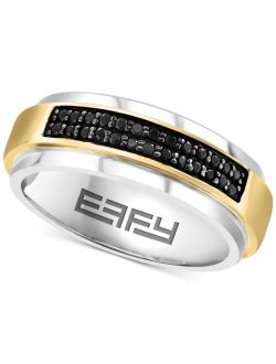 Collection EFFY Men's Black Sapphire Horizontal Cluster Ring (1/3 ct. t.w.) in Sterling Silver & 14k Gold-Plate