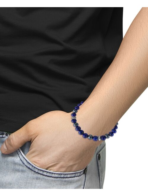 EFFY Collection EFFY® Men's Lapiz Lazuli & Hematite Bead Stretch Bracelet in Sterling Silver