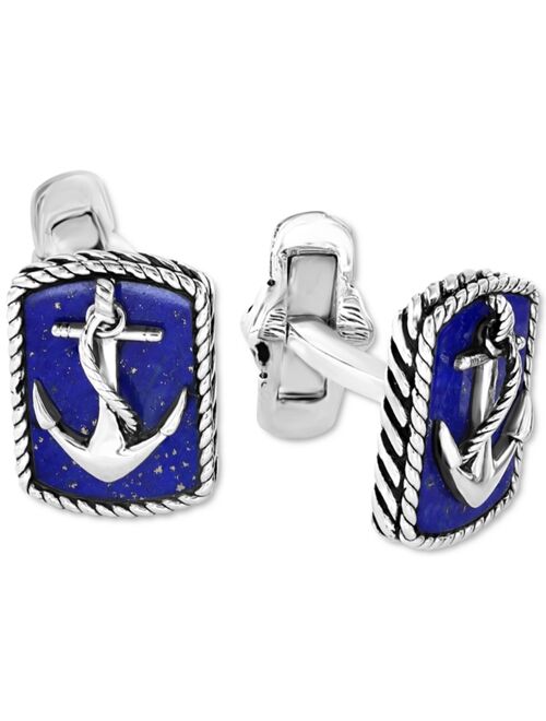 EFFY Collection EFFY® Men's Lapis Lazuli Anchor Cufflinks in Sterling Silver