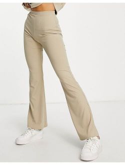 skinny rib flare pants in mocha