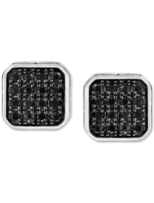 EFFY Collection EFFY® Men's Black Sapphire Stud Earrings (5/8 ct. t.w.) in Sterling Silver