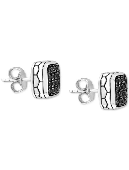 EFFY Collection EFFY® Men's Black Sapphire Stud Earrings (5/8 ct. t.w.) in Sterling Silver