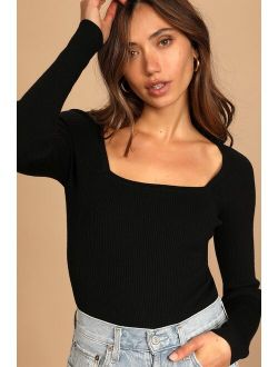 Boost Your Basics Black Ribbed Long Sleeve Bodysuit