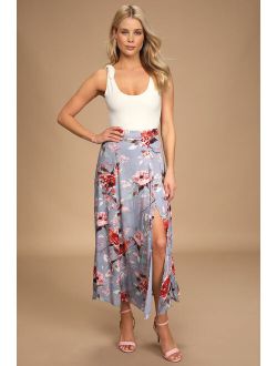 Beauteous Blooms Lilac Floral Print Midi Skirt