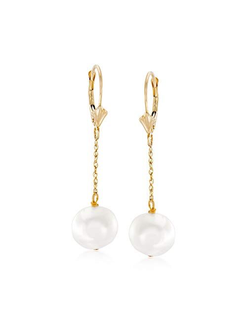 Ross-Simons 10-10.5mm Cultured Pearl Drop Earrings in 14kt Yellow Gold