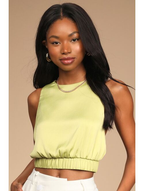 Lulus Sunny Day Chic Light Green Strappy Tie-Back Cropped Tank Top