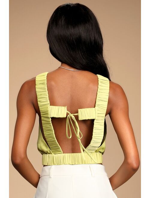 Lulus Sunny Day Chic Light Green Strappy Tie-Back Cropped Tank Top