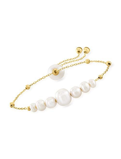 Ross-Simons 4-9.5mm Cultured Pearl Bolo Bracelet in 14kt Yellow Gold