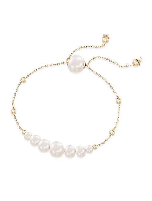 Ross-Simons 4-9.5mm Cultured Pearl Bolo Bracelet in 14kt Yellow Gold