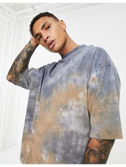 oversized t-shirt in multi brown tie dye