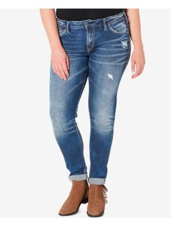 Plus Size Indigo Wash Ripped Girlfriend Jeans