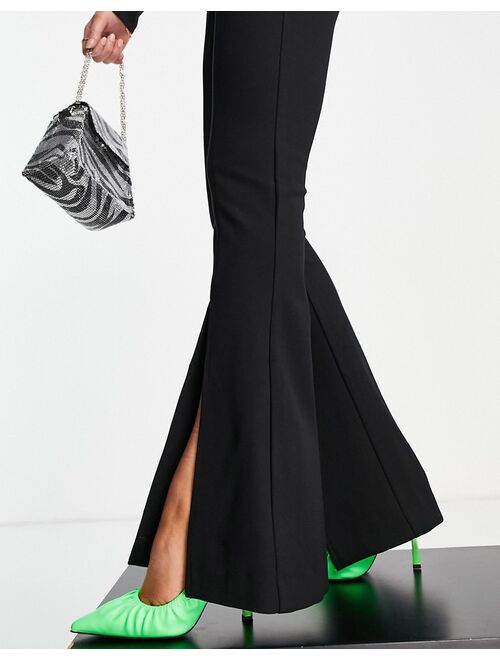 Topshop ponte slit hem flare in black