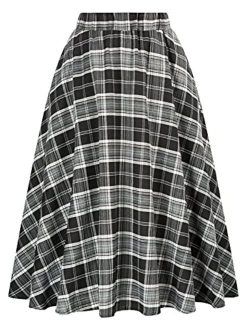 Grace Karin Kate Kasin Women's A-Line Vintage Skirt Grid Pattern Plaid KK633/ KK495