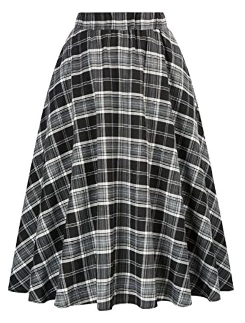 Grace Karin Kate Kasin Women's A-Line Vintage Skirt Grid Pattern Plaid KK633/ KK495