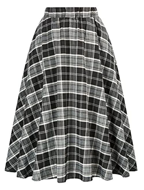 Grace Karin Kate Kasin Women's A-Line Vintage Skirt Grid Pattern Plaid KK633/ KK495